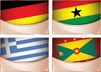 Flags illustration, Germany, Ghana, Greece, Grenada