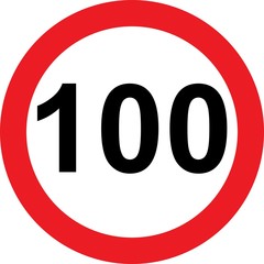 100 speed limitation road sign