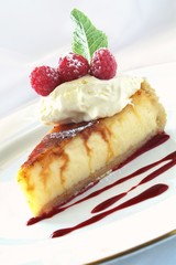 plated traditional cheese cake