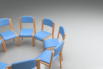 blaue Stühle Ausschnitt