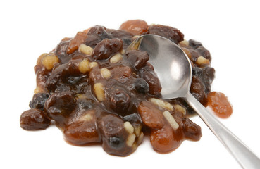 Closeup of traditional mincemeat mixture of dried fruit, peel an