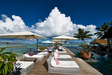 Luxury poolside jetty