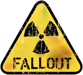 nuclear fallout warning sign, vector illustration - obrazy, fototapety, plakaty