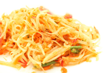 green papaya salad  spicy isolated on white background