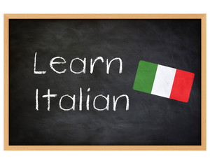 Fototapeta na wymiar Learn Italian, handwritten on chalkboard