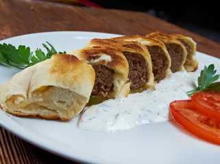 Turkish pide with beef meat