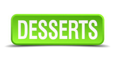 Desserts green 3d realistic square isolated button
