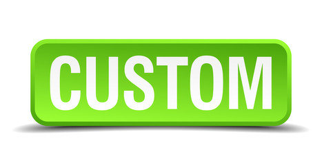 Custom green 3d realistic square isolated button