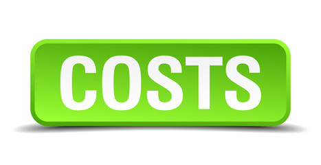Costs green 3d realistic square isolated button