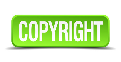 Copyright green 3d realistic square isolated button