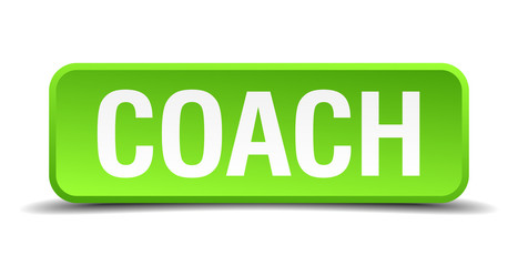 coach green 3d realistic square isolated button