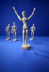 Gruppe von Laeufern am Ziel ihres Laufes