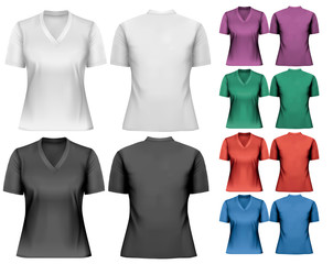 Female t-shirts. Design template. Vector.