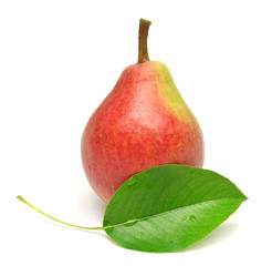 Pear with leaf