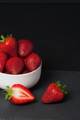 Fresh Strawberries With Sweet Cream. Natural Slate Placemat
