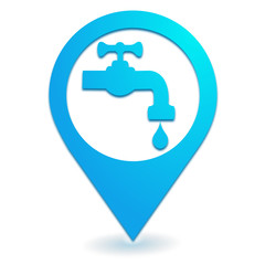 robinet point d'eau sur symbole localisation bleu