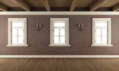 Old room with three windows
