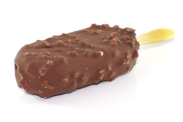 Ice cream covered with chocolate