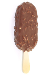 Ice cream covered with chocolate