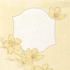 Card with spring roses in vintage style