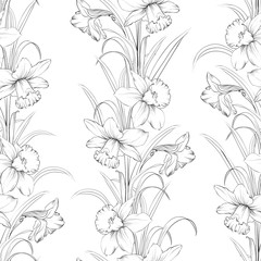 Spring flowers fabric seamless pattern