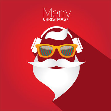 Merry Christmas hipster poster for greeting card.