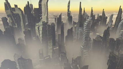 Collapsing buildings with dust