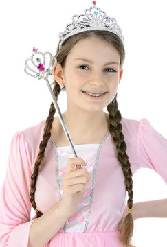 Prinzessin mit Diadem und Zauberstab