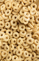 corn flakes rings as background