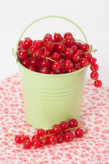 Fresh Redcurrant In A Small Green Bucket