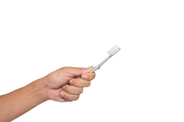 Women holding a toothbrush