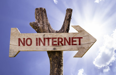 No Internet wooden sign on a beautiful day