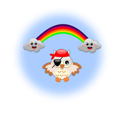 Icona arcobaleno con gufo pirata