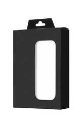 Black Product Package Box With Window Isolated