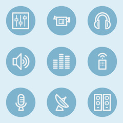 Media web icons , blue buttons