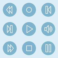 Media player web icons , blue buttons
