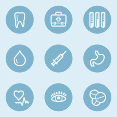 Medicine  web icon set 1, blue buttons