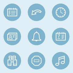 Organizer web icons , blue buttons