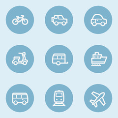 Transport web icons , blue buttons