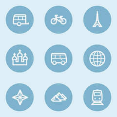 Travel  web icon set 2,  blue buttons