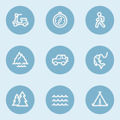 Travel  web icon set 3,  blue buttons