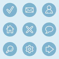 Basic web icons , blue buttons