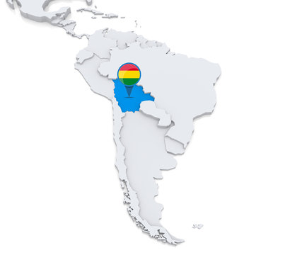 Bolivia on a map of South America