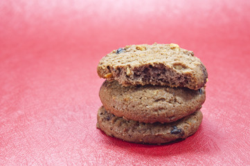 Chocolate chip cookie on white cloth