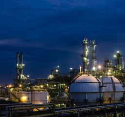 Petrochemical plant at night