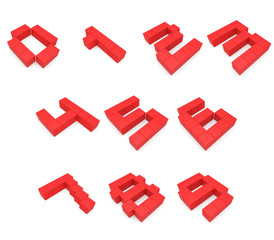Fototapeta na wymiar numbers 3d cubic red