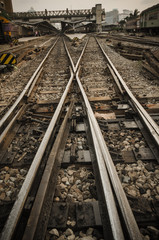 Railway or railroad tracks for train transportation