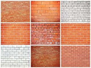 Brick wall texture background set