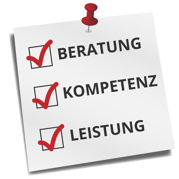 Postit Beratung Kompetenz Leistung