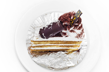 Tiramisu Cake In White Background